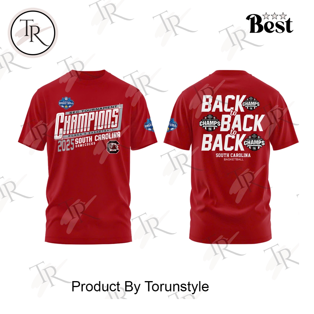 Gamecocks Women's Basketball SEC Champions Back To Back To Back Red Hoodie Gamecocks Women's Basketball SEC Champions Back To Back To Back Red Hoodie