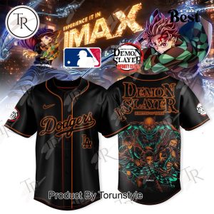Los Angeles Dodgers X The Movie Demon Slayer Infinity Castle Black Edition Baseball Jersey