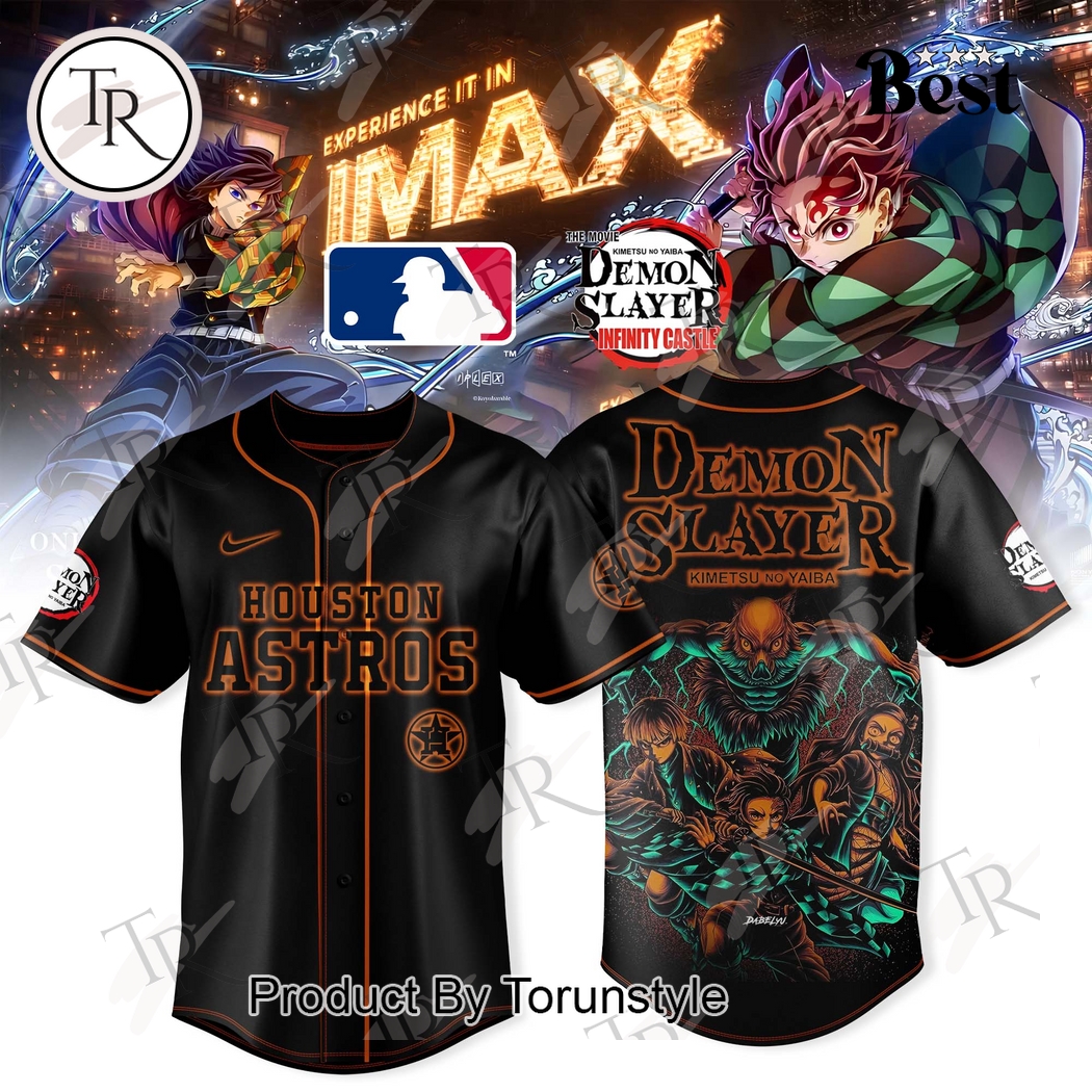 Houston Astros X The Movie Demon Slayer Infinity Castle Black Edition Baseball Jersey Houston Astros X The Movie Demon Slayer Infinity Castle Black Edition Baseball Jersey