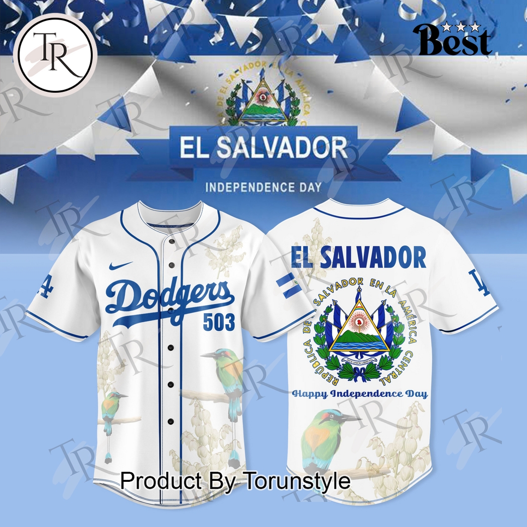 Los Angeles Dodgers X El Salvador Independence Day 2025 Baseball Jersey Los Angeles Dodgers X El Salvador Independence Day 2025 Baseball Jersey