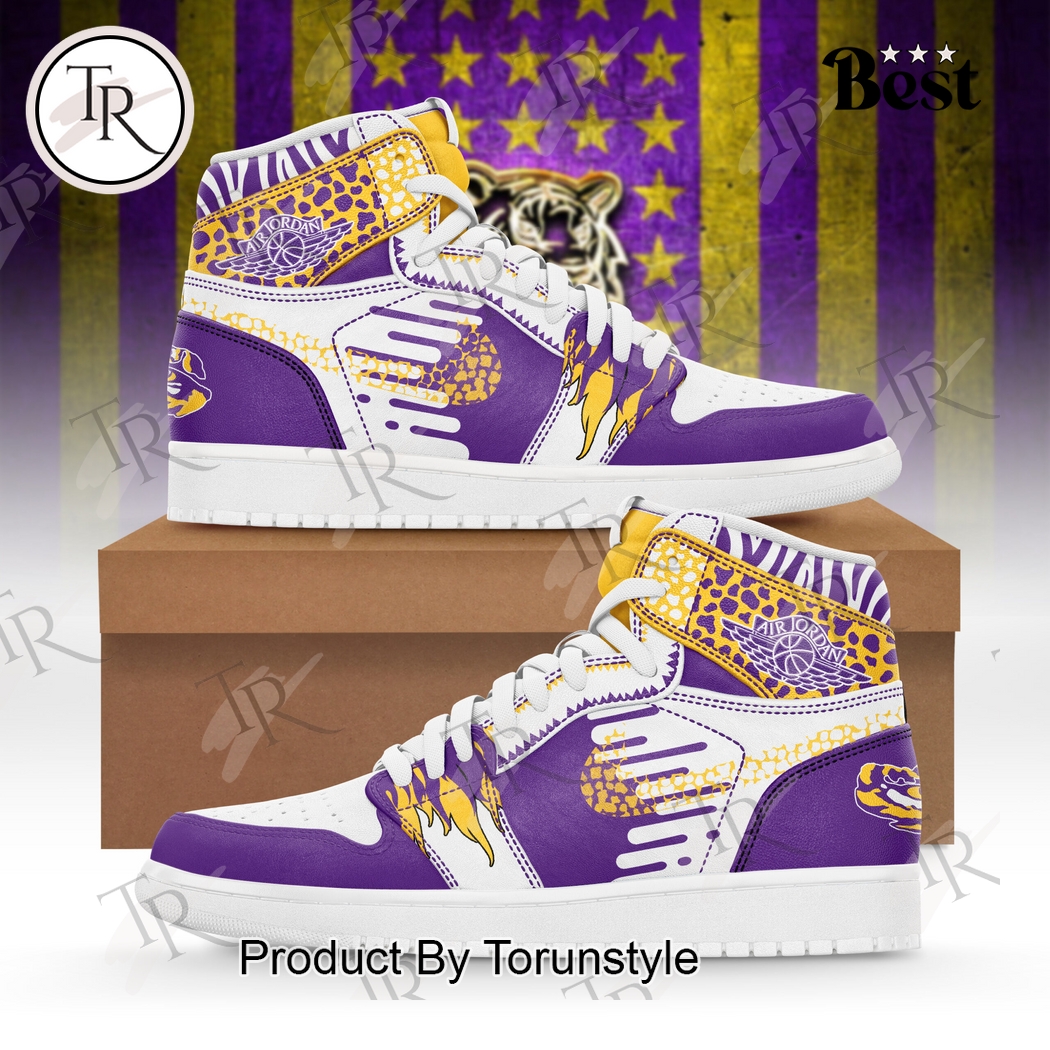 LSU Tigers Football Team Limited Edition Air Jordan 1 Hightop Shoes LSU Tigers Football Team Limited Edition Air Jordan 1 Hightop Shoes