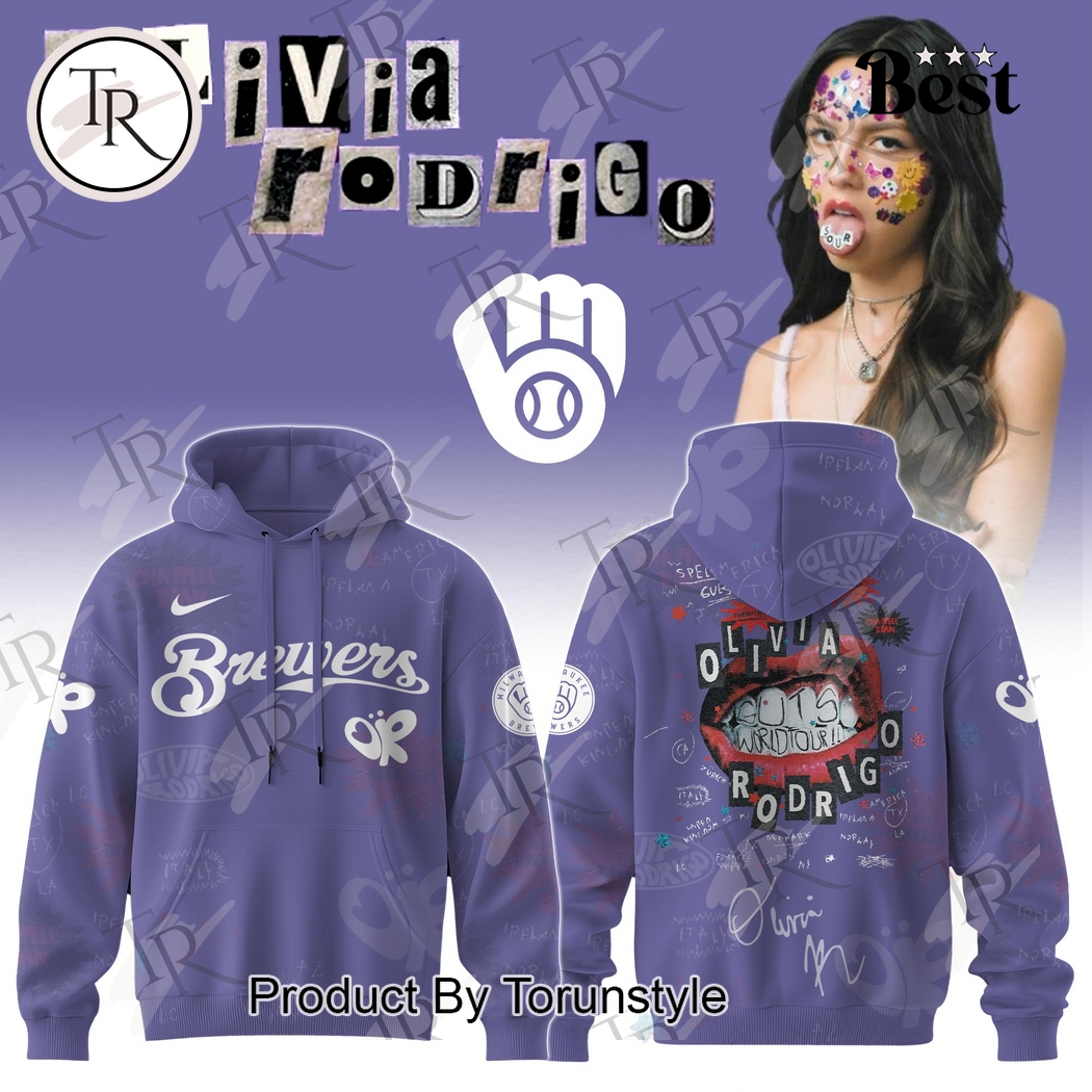 Milwaukee Brewers X Olivia Rodrigo Special Edition GUTS World Tour 2025 Hoodie Milwaukee Brewers X Olivia Rodrigo Special Edition GUTS World Tour 2025 Hoodie