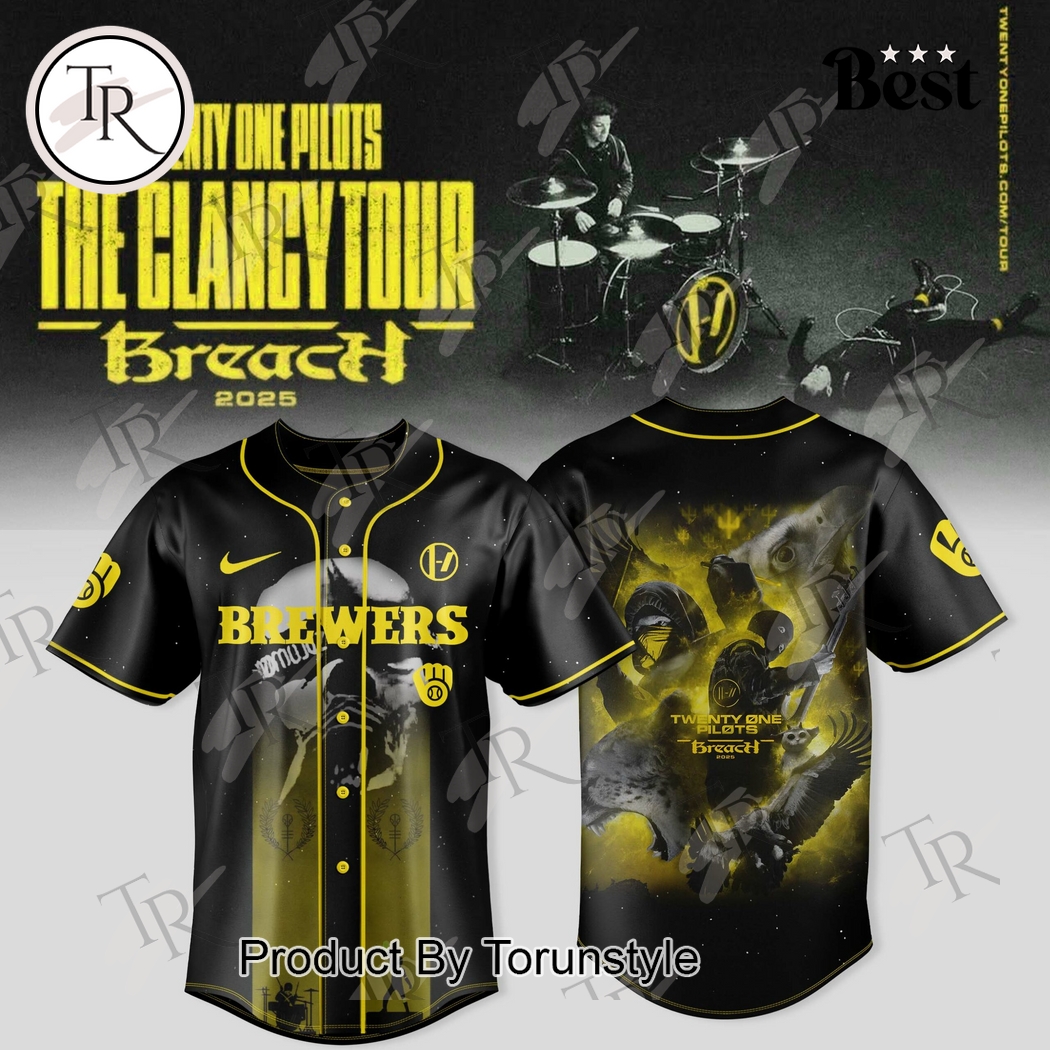 Milwaukee Brewers X Twenty One Pilots The Clancy Tour: Breach 2025 Baseball Jersey Milwaukee Brewers X Twenty One Pilots The Clancy Tour: Breach 2025 Baseball Jersey
