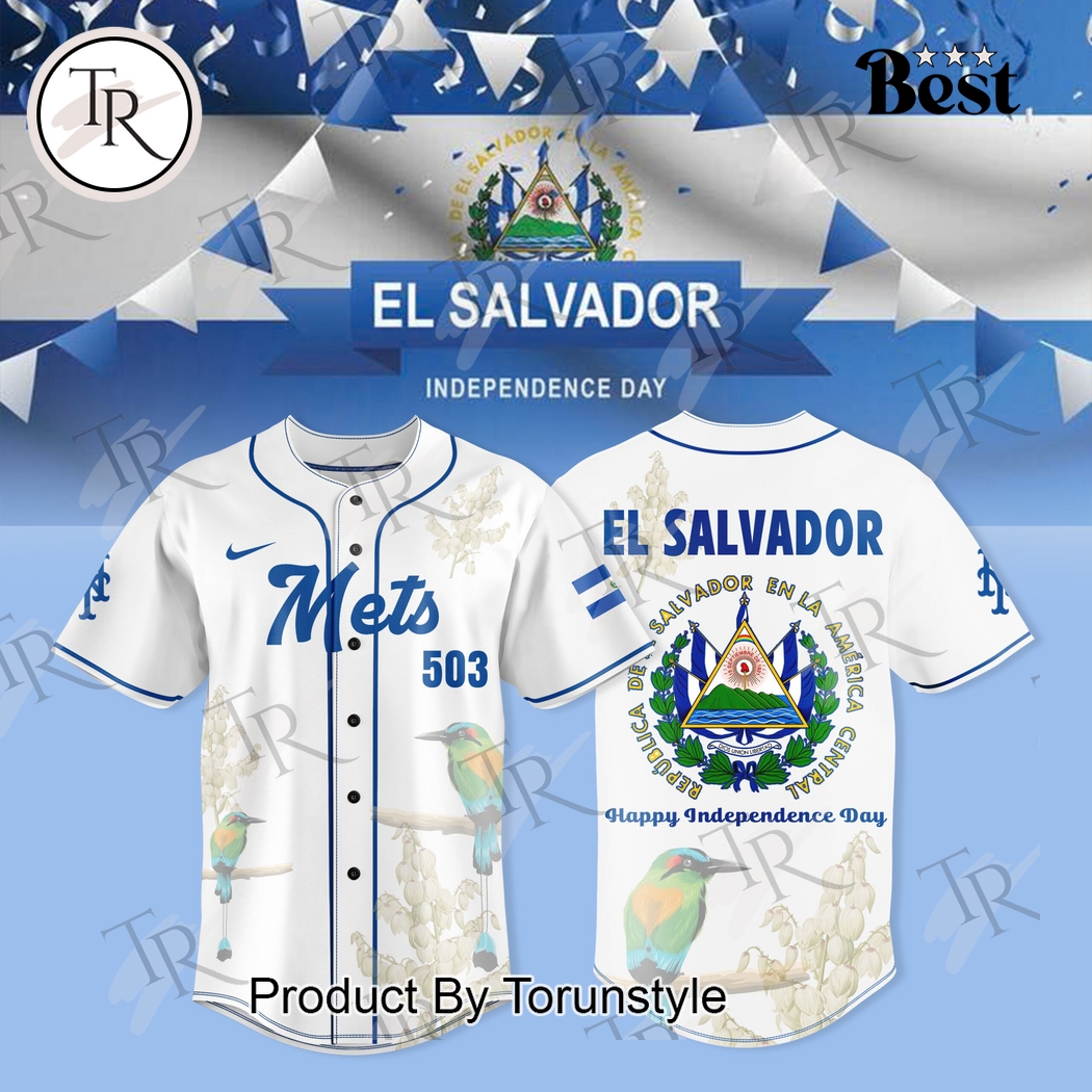 New York Mets X El Salvador Independence Day 2025 Baseball Jersey New York Mets X El Salvador Independence Day 2025 Baseball Jersey