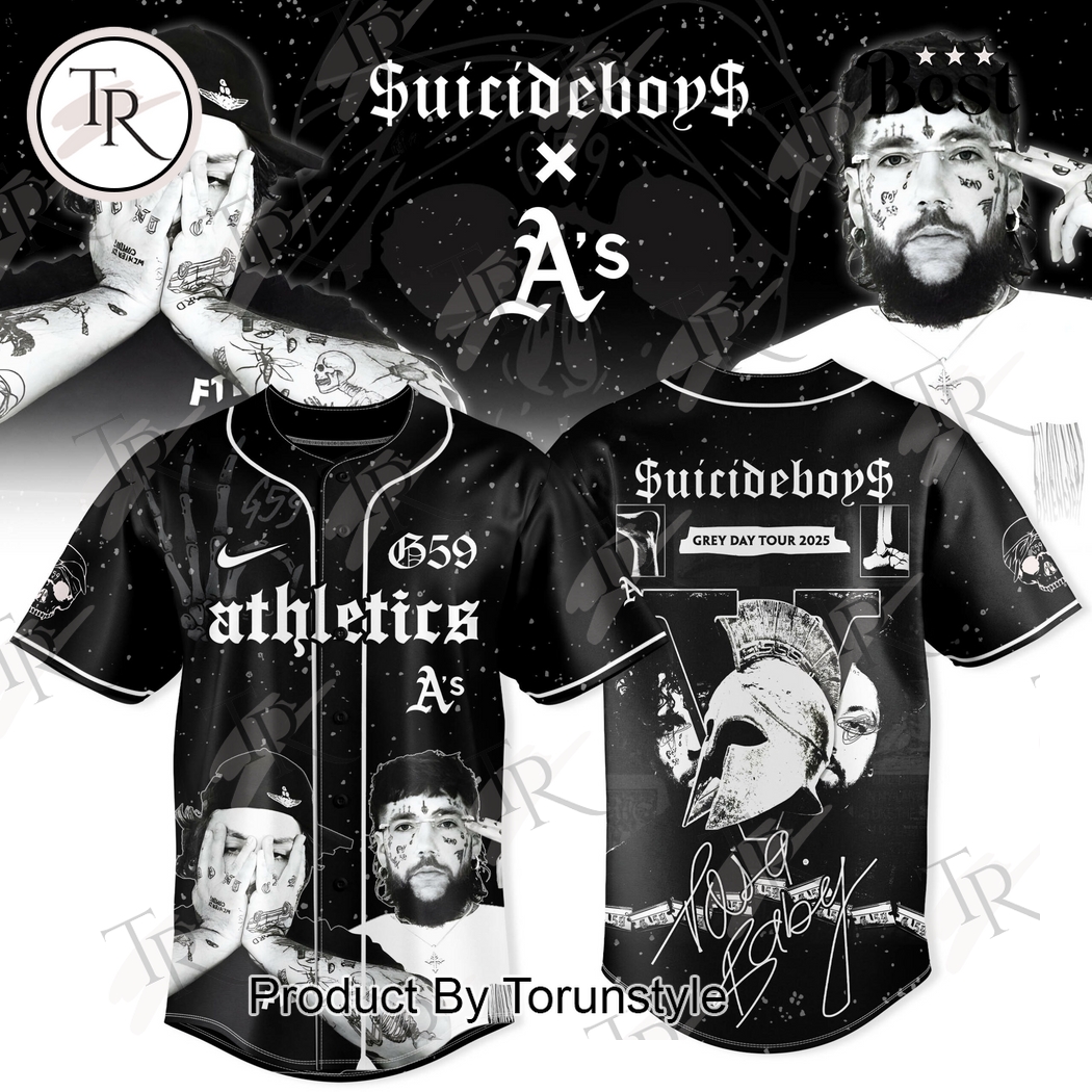 Oakland Athletics X Suicideboys Tour 2025 GreyDay Baseball Jersey Oakland Athletics X Suicideboys Tour 2025 GreyDay Baseball Jersey