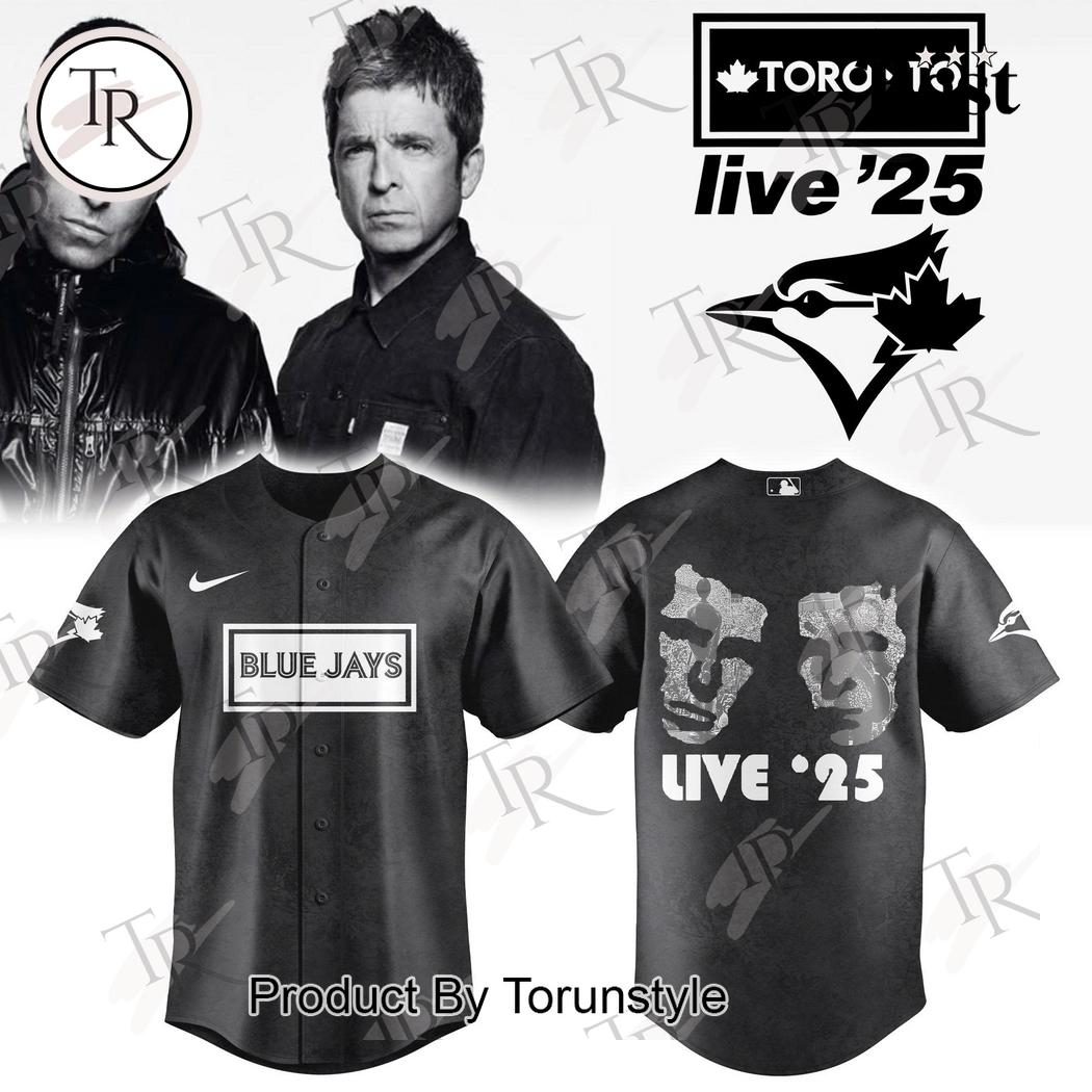 Oasis Rock Band X Toronto Blue Jays Live 25' Special Edition Baseball Jersey Oasis Rock Band X Toronto Blue Jays Live 25' Special Edition Baseball Jersey
