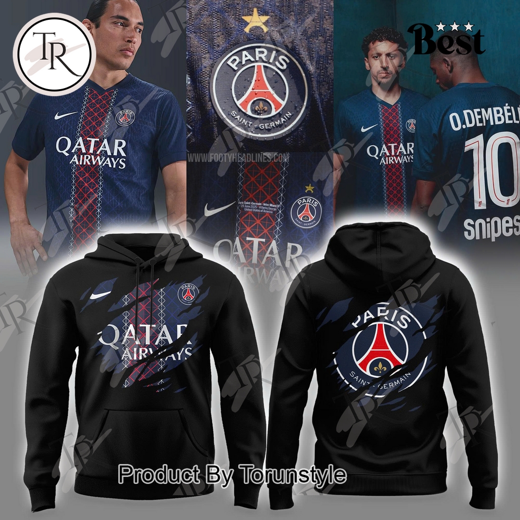 Paris Saint-Germain Ripped Slash Pattern Special Edition Black Hoodie Paris Saint-Germain Ripped Slash Pattern Special Edition Black Hoodie