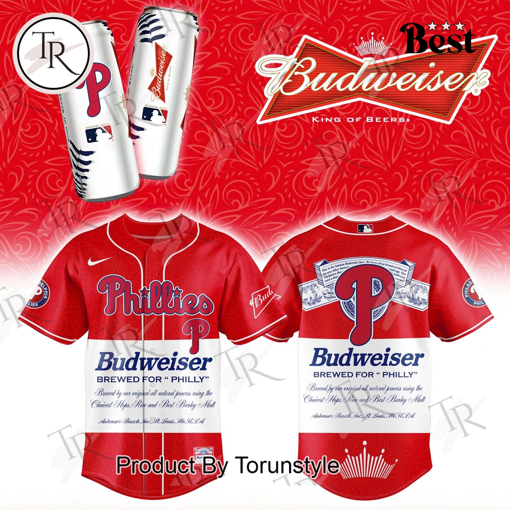 Philadelphia Phillies X Budweiser King Of Beers Version 2025 Baseball Jersey Philadelphia Phillies X Budweiser King Of Beers Version 2025 Baseball Jersey