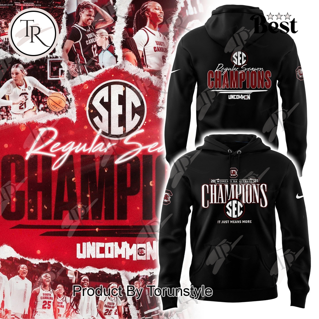 SEC Women's Basketball Regular Season Champions 2025 South Carolina Gamecocks Hoodie SEC Women's Basketball Regular Season Champions 2025 South Carolina Gamecocks Hoodie