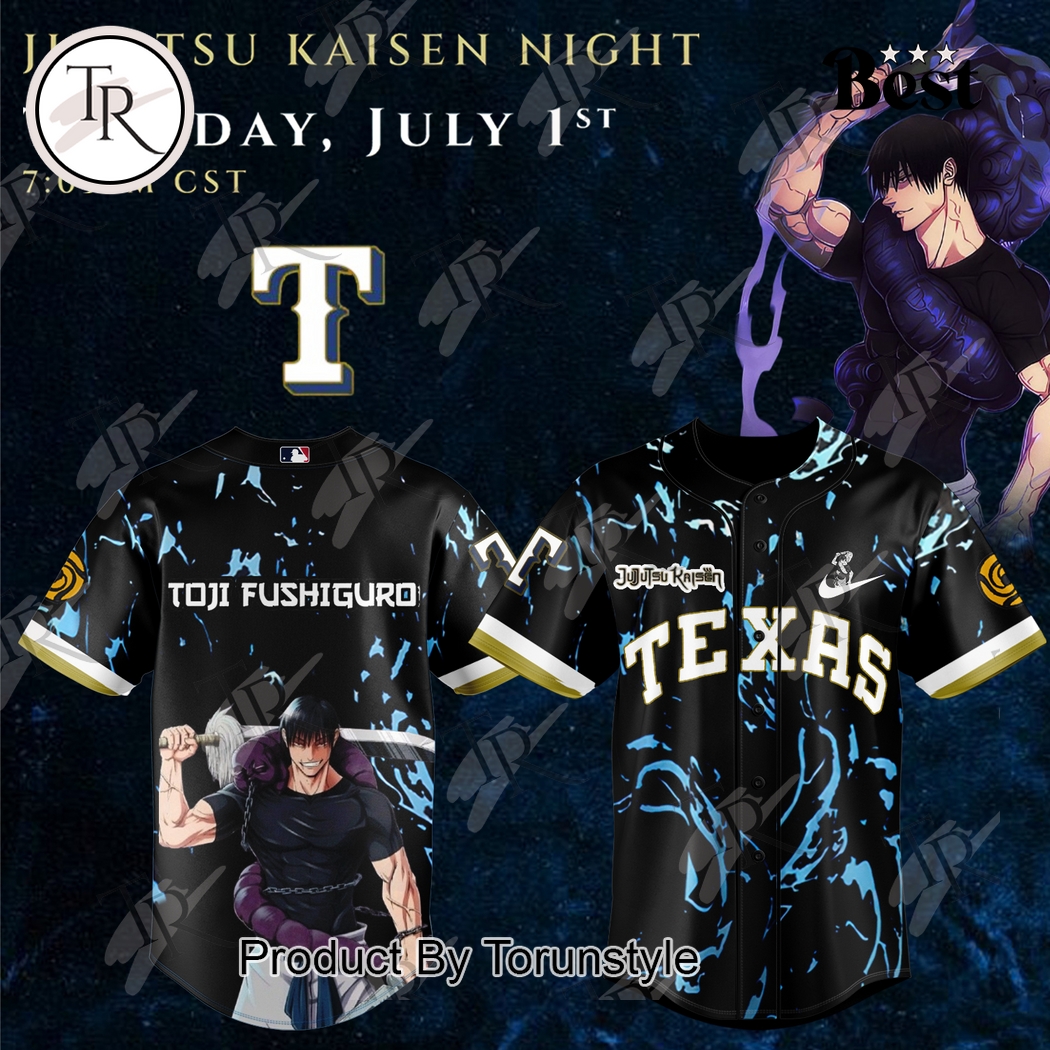 Texas Rangers X Jujusu Kaisen Night TOJI Limited Edition Baseball Jersey Texas Rangers X Jujusu Kaisen Night TOJI Limited Edition Baseball Jersey