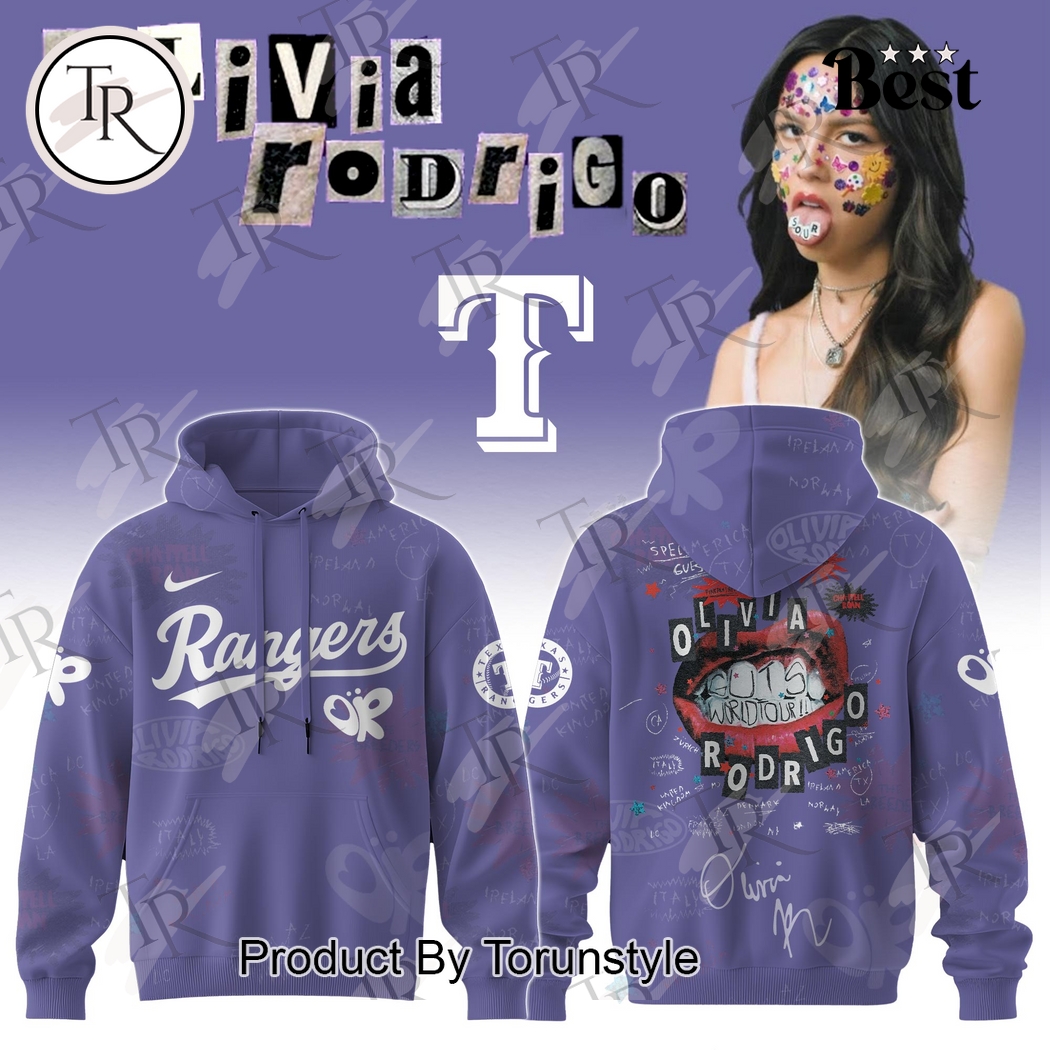 Texas Rangers X Olivia Rodrigo Special Edition GUTS World Tour 2025 Hoodie Texas Rangers X Olivia Rodrigo Special Edition GUTS World Tour 2025 Hoodie