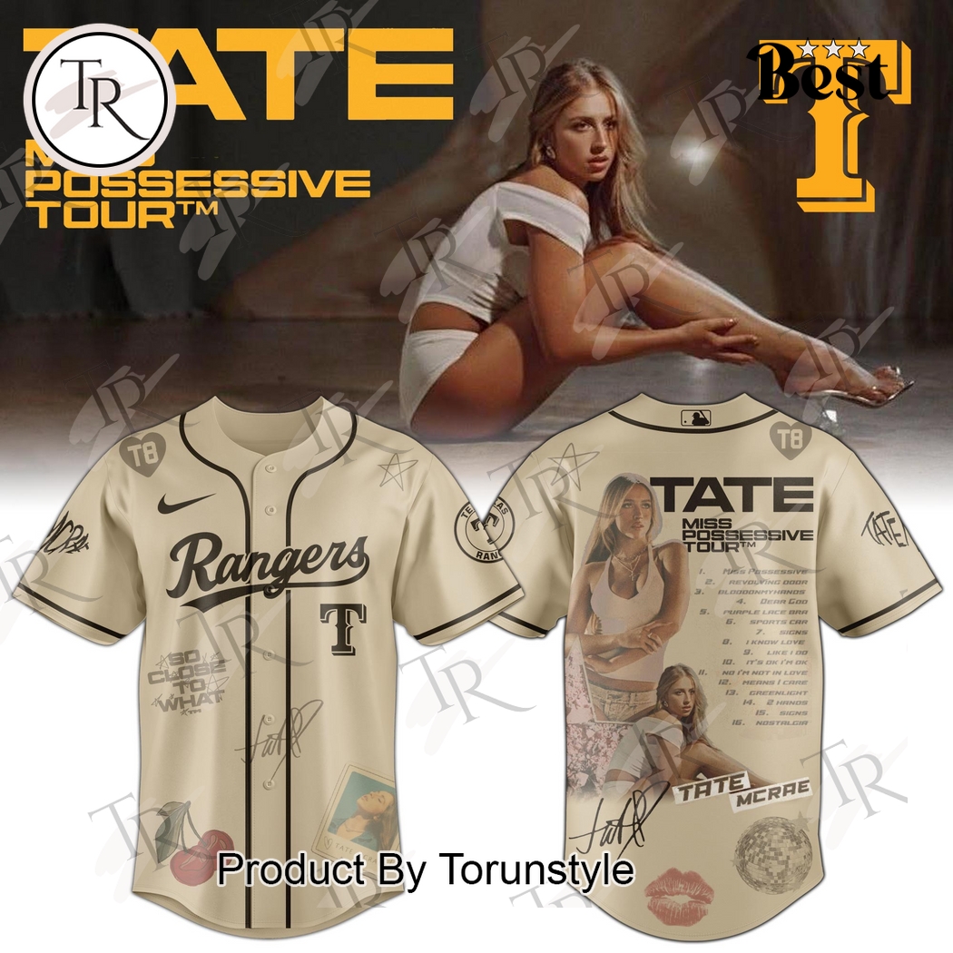 Texas Rangers X Tate McRae Tour 2025 Miss Possessive Baseball Jersey
