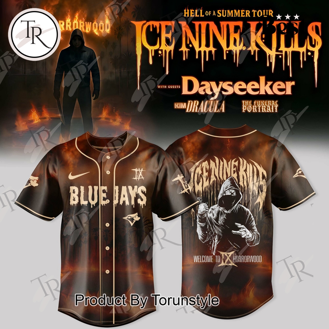 Toronto Blue Jays x Ice Nine Kills Tour 2025 Hell Of A Summer Baseball Jersey Toronto Blue Jays x Ice Nine Kills Tour 2025 Hell Of A Summer Baseball Jersey