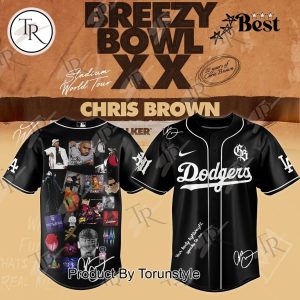 Chris Brown X Los Angeles Dodgers Breezy Bowl XX Tour Special Edition Baseball Jersey