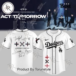 Los Angeles Dodgers VS Tomorrow X Together World Tour White Edition Baseball Jersey