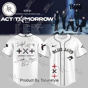 Toronto Blue Jays VS Tomorrow X Together World Tour White Edition Baseball Jersey