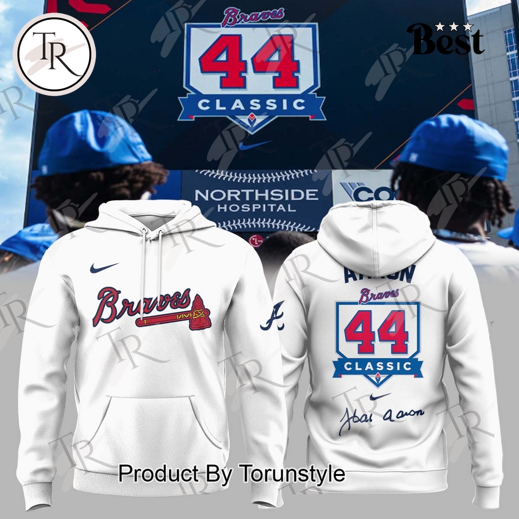 Atlanta Braves x Hank Aaron 44 Classic Hoodie - White Atlanta Braves x Hank Aaron 44 Classic Hoodie - White