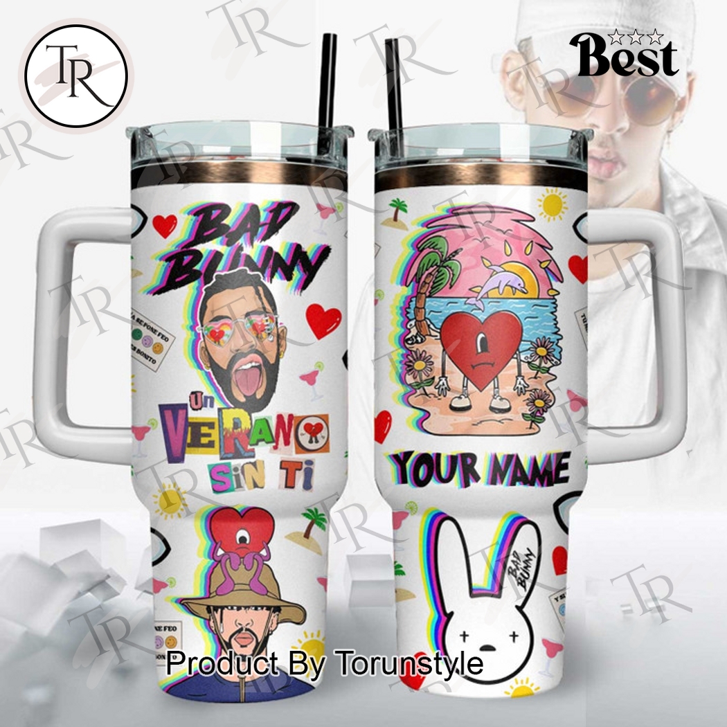 Bad Bunny Custom Name White 40oz Tumbler Bad Bunny Custom Name White 40oz Tumbler