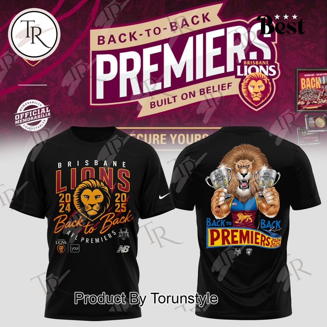 Brisbane Lions X AFL Premiers BACK TO BACK 2024 2025 Hoodie Brisbane Lions X AFL Premiers BACK TO BACK 2024 2025 Hoodie