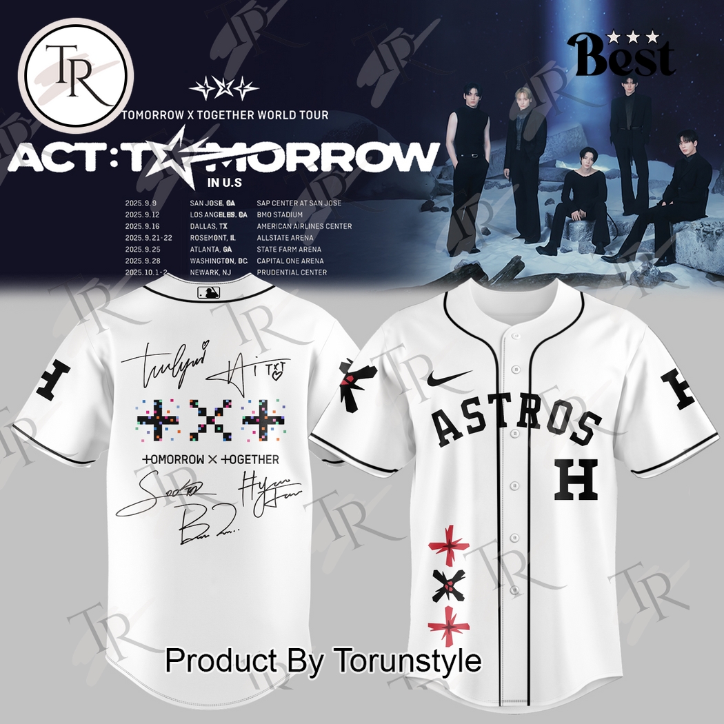 Houston Astros VS Tomorrow X Together World Tour White Edition Baseball Jersey Houston Astros VS Tomorrow X Together World Tour White Edition Baseball Jersey