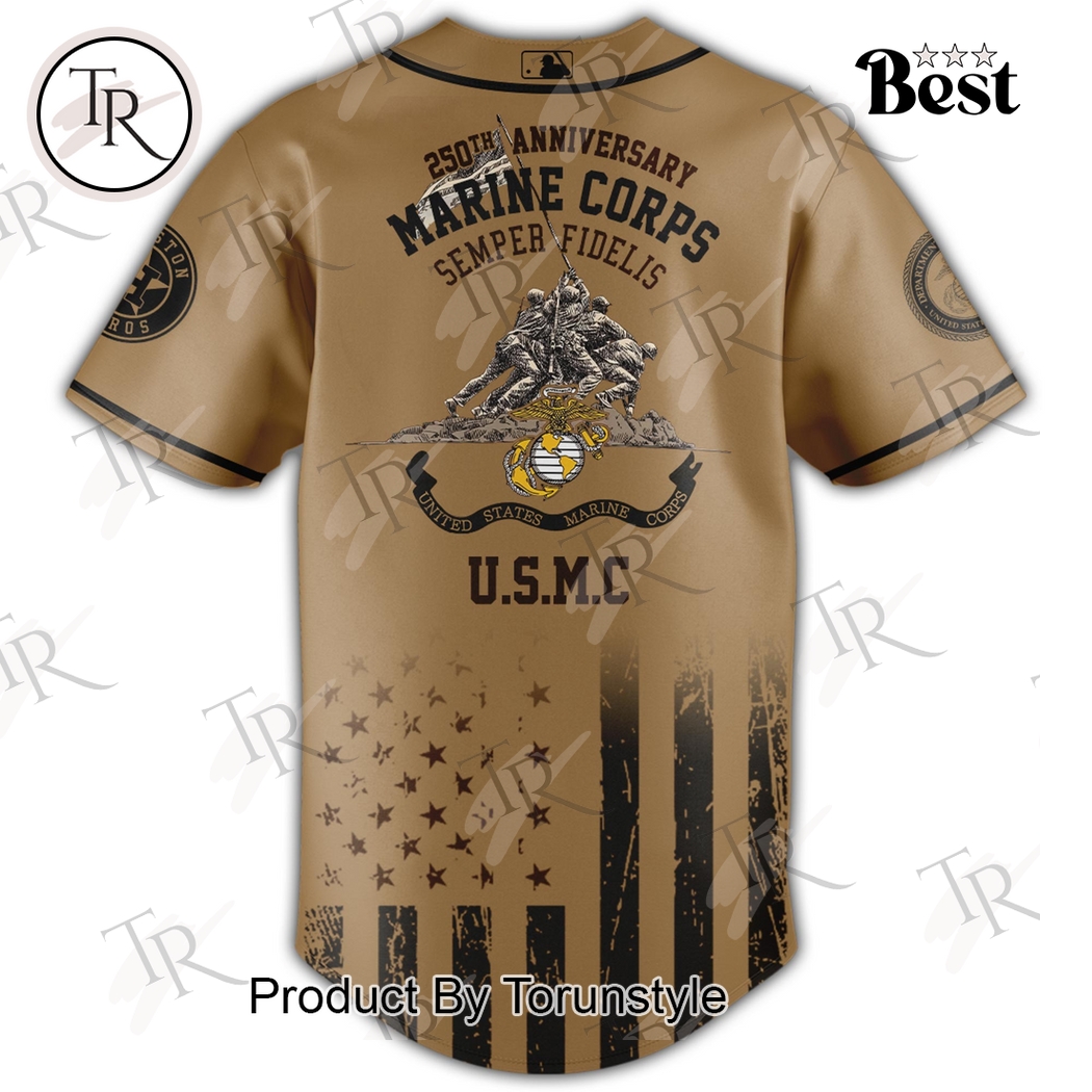 Houston Astros X U.S. Marine Corps 250th Birthday Brown Edition 2025 Baseball Jersey Houston Astros X U.S. Marine Corps 250th Birthday Brown Edition 2025 Baseball Jersey