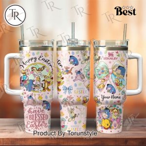 Winnie The Pooh Happy Easter Custom Name 40oz Tumbler