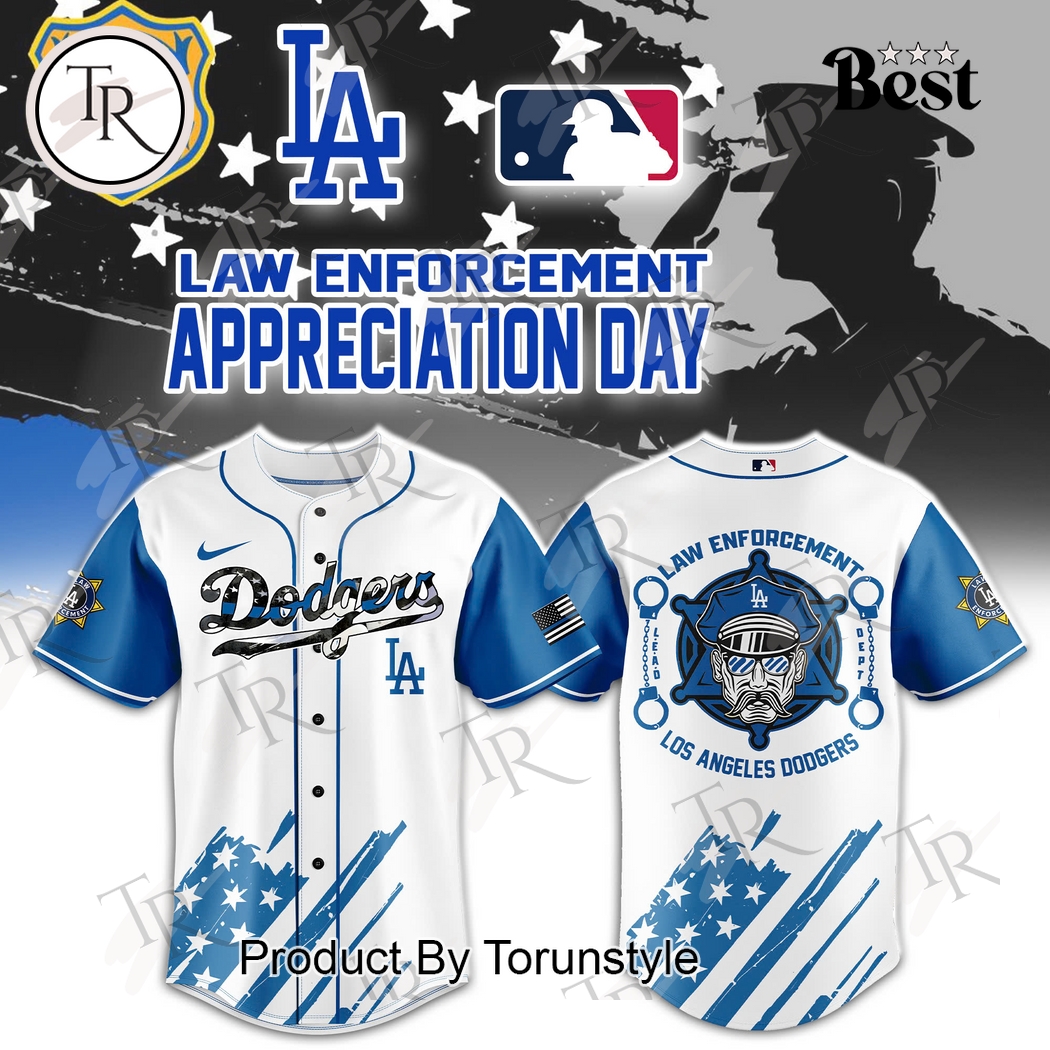Los Angeles Dodgers Law Enforcement Appreciation Day 2025 Baseball Jersey - White Los Angeles Dodgers Law Enforcement Appreciation Day 2025 Baseball Jersey - White