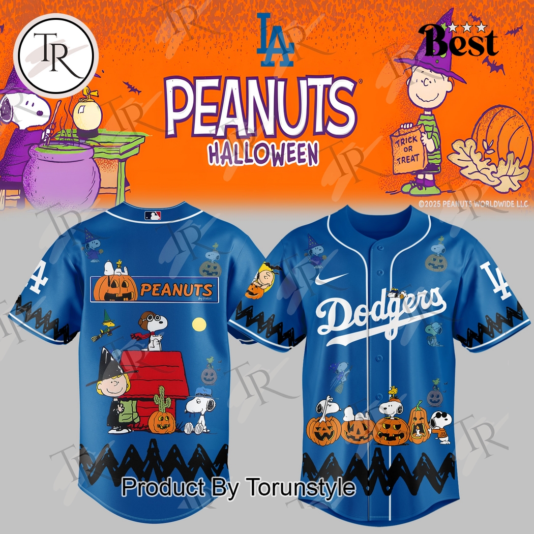 Los Angeles Dodgers X Halloween - Peanuts Blue Edition Baseball Jersey Los Angeles Dodgers X Halloween - Peanuts Blue Edition Baseball Jersey