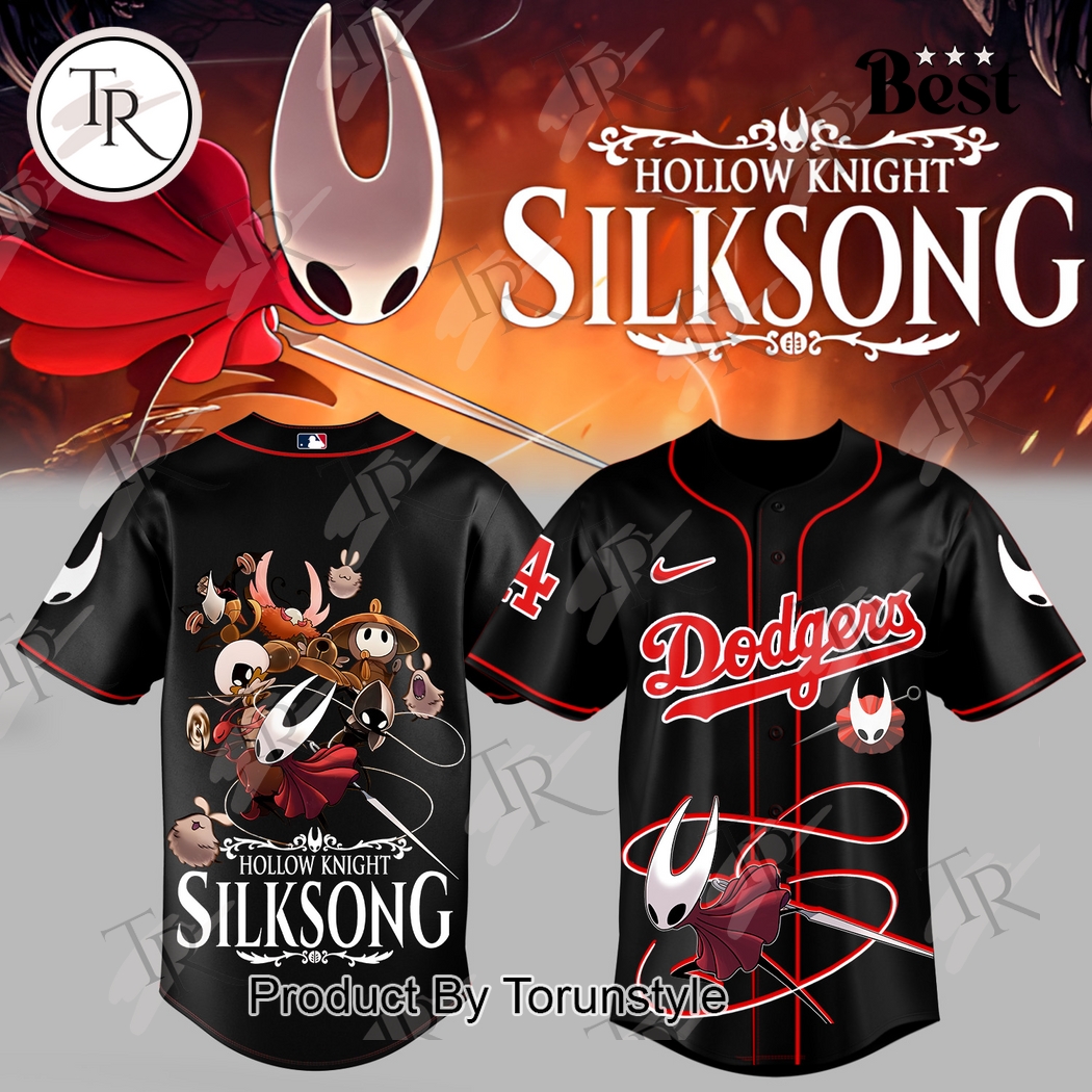 Los Angeles Dodgers X Hollow Knight - SILKSONG Black Baseball Jersey Los Angeles Dodgers X Hollow Knight - SILKSONG Black Baseball Jersey