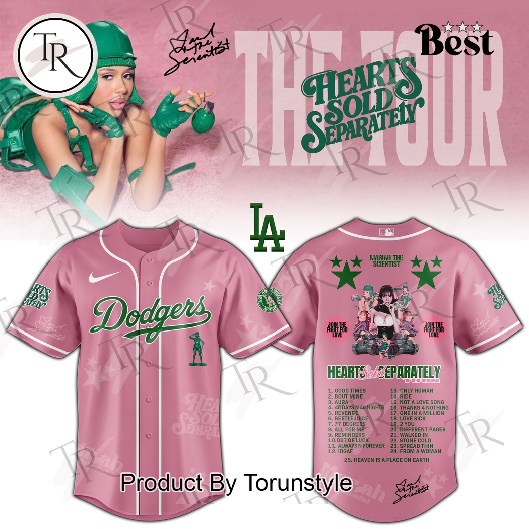 Los Angeles Dodgers X Mariah the Scientist Tour Hearts Sold Separately Baseball Jersey Los Angeles Dodgers X Mariah the Scientist Tour Hearts Sold Separately Baseball Jersey