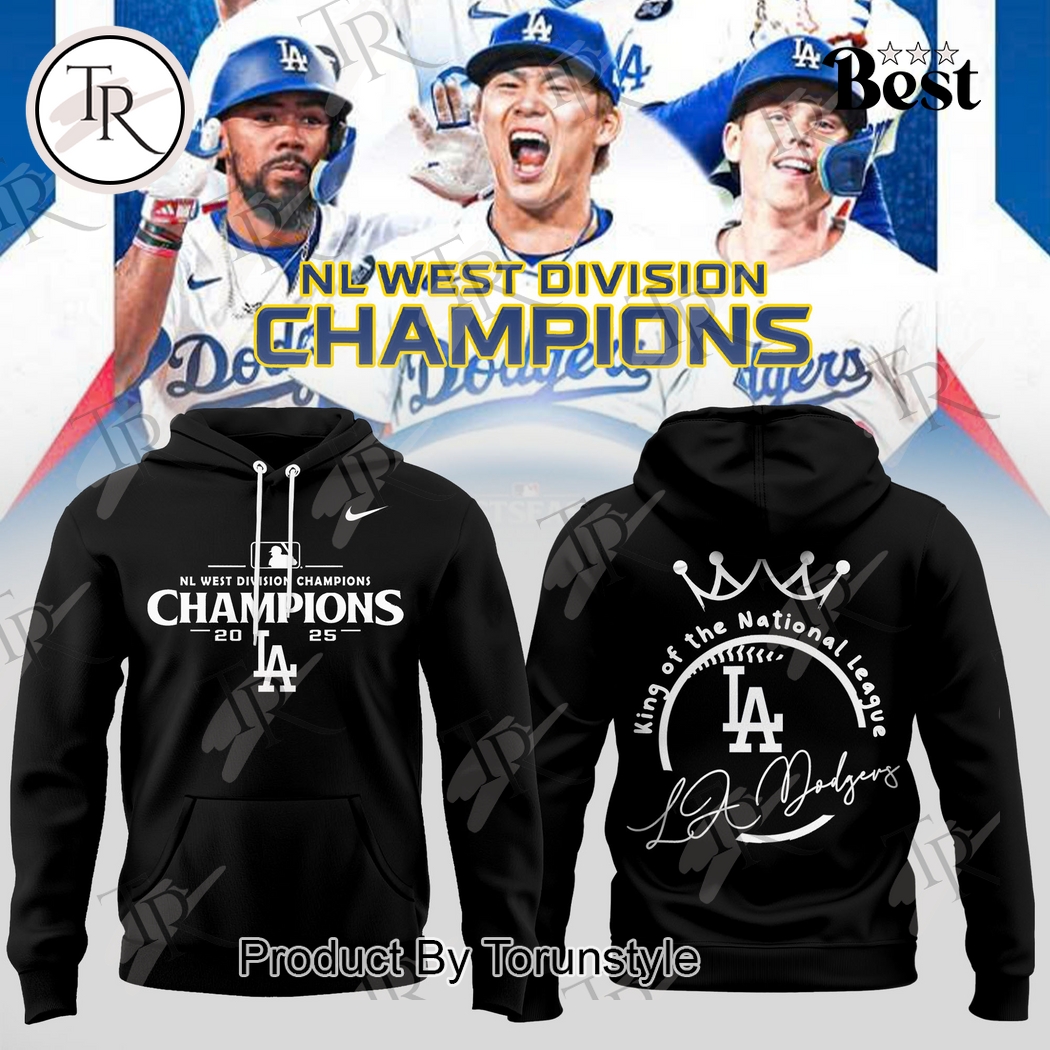 Los Angeles Dodgers X NL West Division Champions 2025 Black Hoodie Los Angeles Dodgers X NL West Division Champions 2025 Black Hoodie