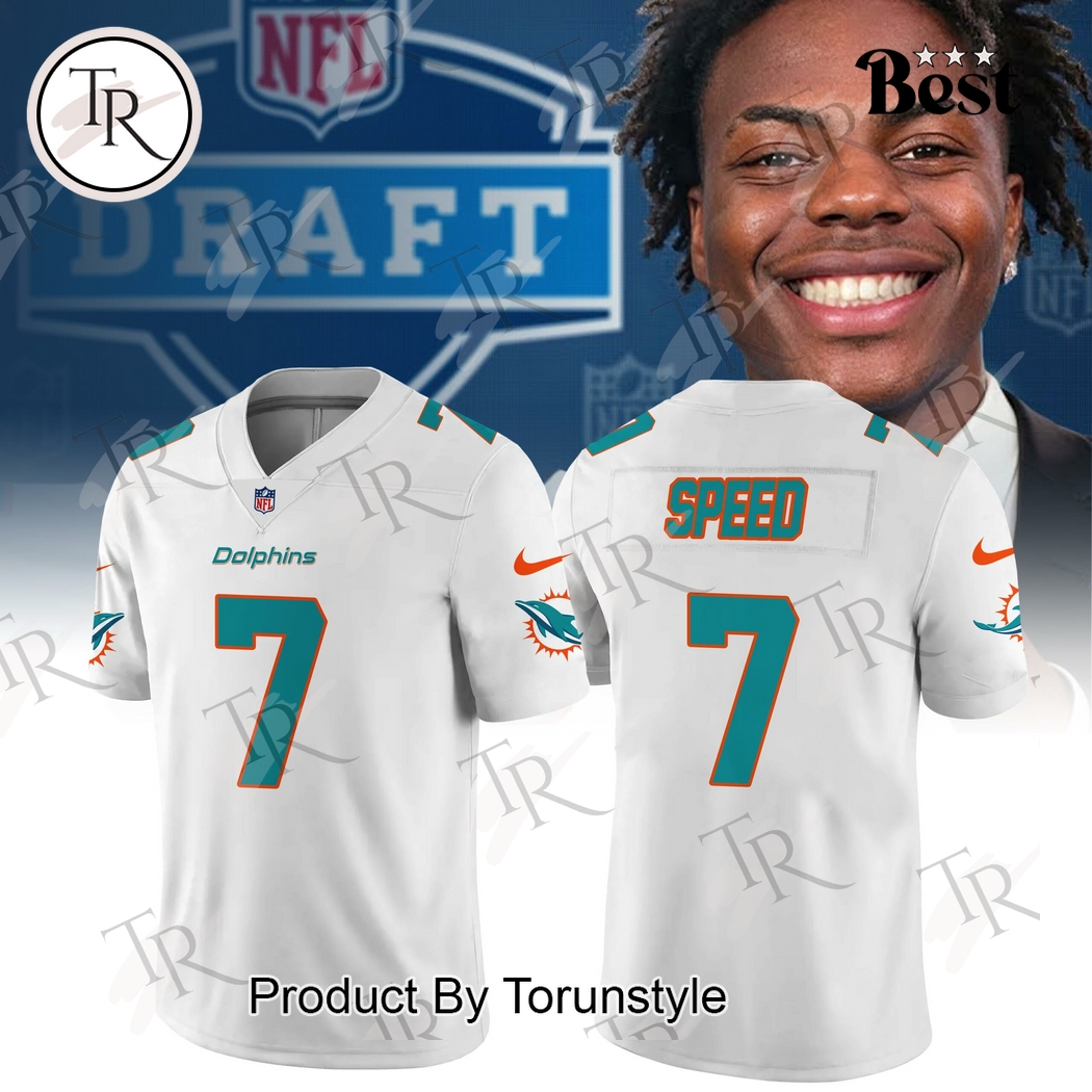 Miami Dolphins X IShowSpeed 7 2025 White Football Jersey Miami Dolphins X IShowSpeed 7 2025 White Football Jersey