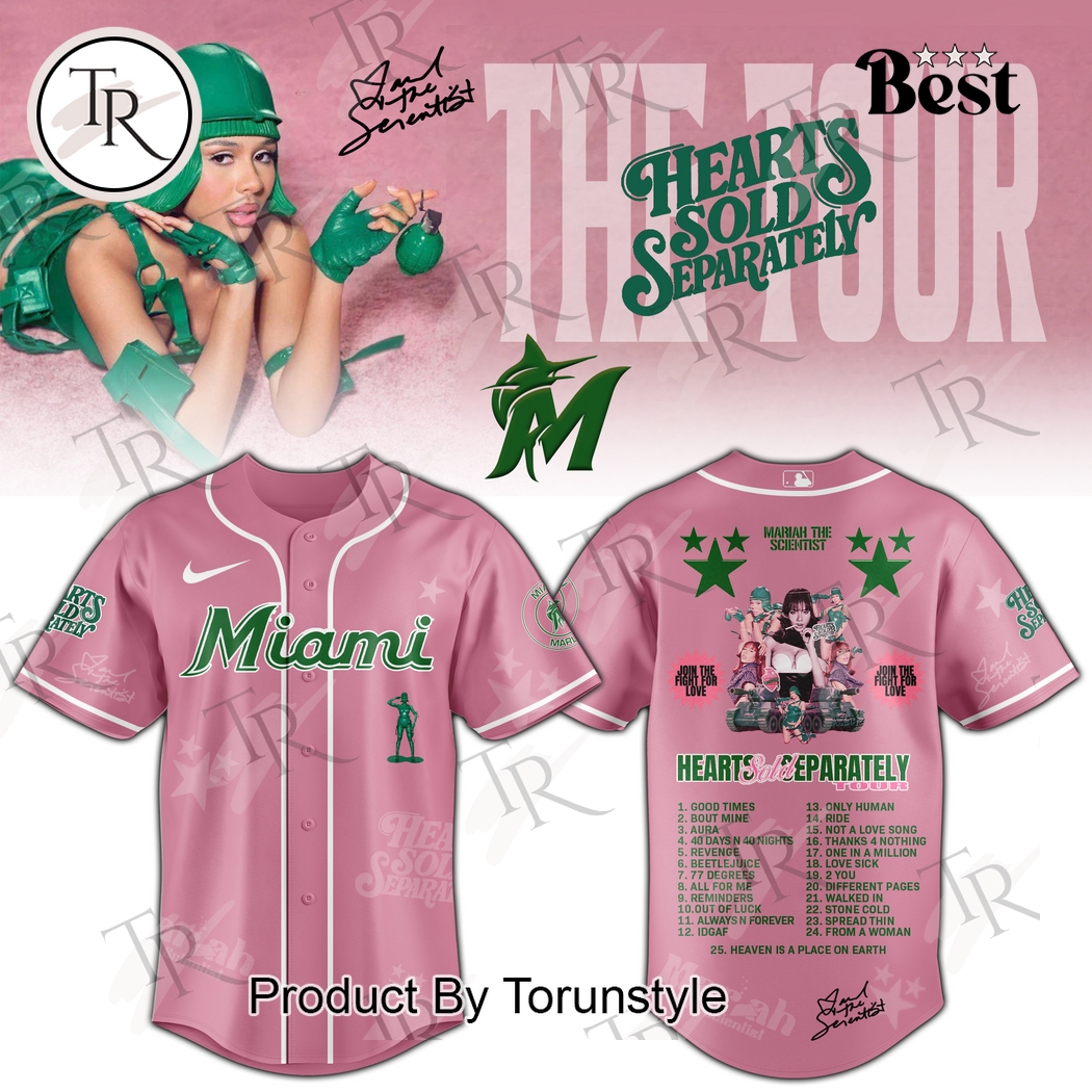 Miami Marlins X Mariah the Scientist Tour Hearts Sold Separately Baseball Jersey Miami Marlins X Mariah the Scientist Tour Hearts Sold Separately Baseball Jersey