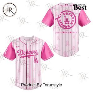 Los Angeles Dodgers Breast Cancer Awareness Night 2025 Forever Strong Baseball Jersey