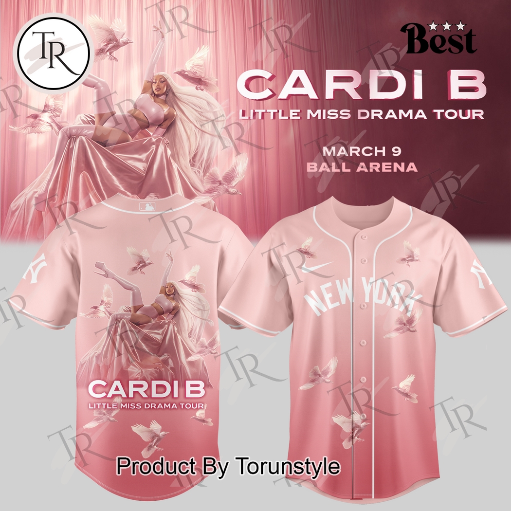 New York Yankees X Cardi B Tour Little Miss Drama 2025 Baseball Jersey New York Yankees X Cardi B Tour Little Miss Drama 2025 Baseball Jersey