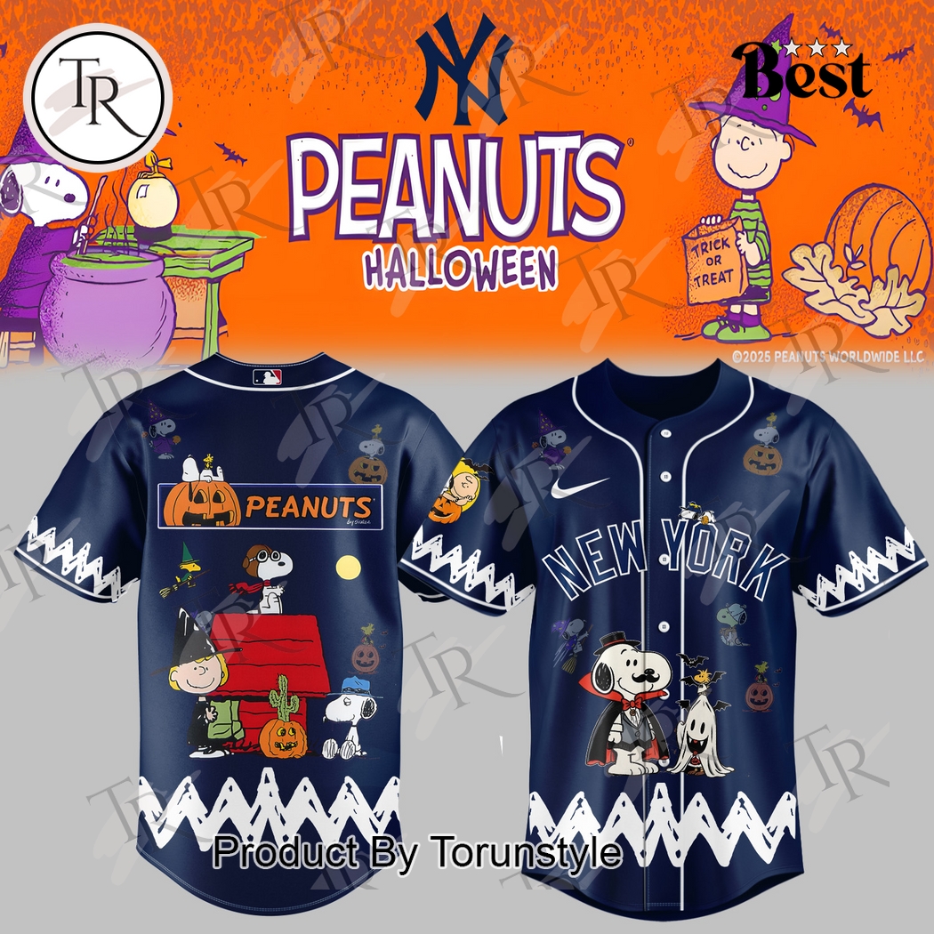 New York Yankees X Halloween - Peanuts Navy Edition Baseball Jersey New York Yankees X Halloween - Peanuts Navy Edition Baseball Jersey