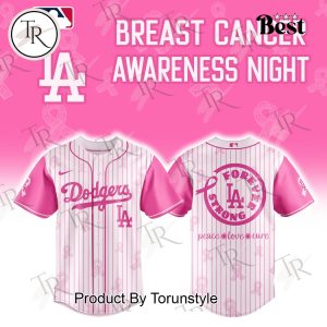 Los Angeles Dodgers Breast Cancer Awareness Night 2025 Forever Strong Baseball Jersey Los Angeles Dodgers Breast Cancer Awareness Night 2025 Forever Strong Baseball Jersey