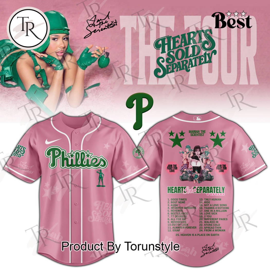 Philadelphia Phillies X Mariah the Scientist Tour Hearts Sold Separately Baseball Jersey Philadelphia Phillies X Mariah the Scientist Tour Hearts Sold Separately Baseball Jersey