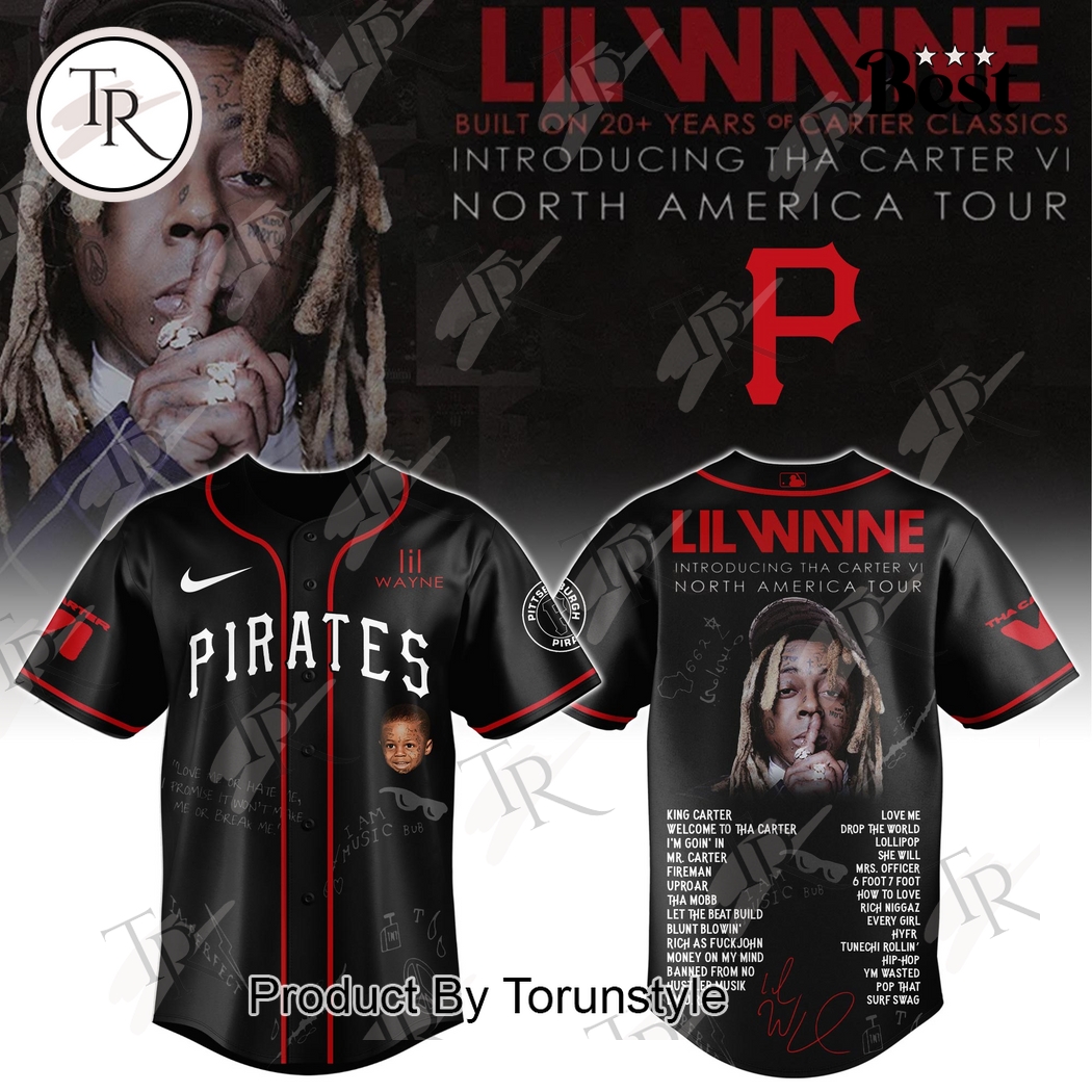 Pittsburgh Pirates X Lil Wayne - Tour Tha Carter VI Black Edition Baseball Jersey Pittsburgh Pirates X Lil Wayne - Tour Tha Carter VI Black Edition Baseball Jersey