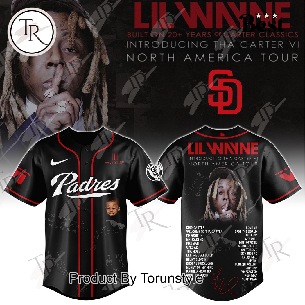 San Diego Padres X Lil Wayne - Tour Tha Carter VI Black Edition Baseball Jersey San Diego Padres X Lil Wayne - Tour Tha Carter VI Black Edition Baseball Jersey