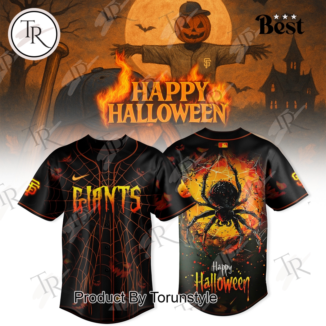 San Francisco Giants Happy Halloween Spider Edition Baseball Jersey San Francisco Giants Happy Halloween Spider Edition Baseball Jersey