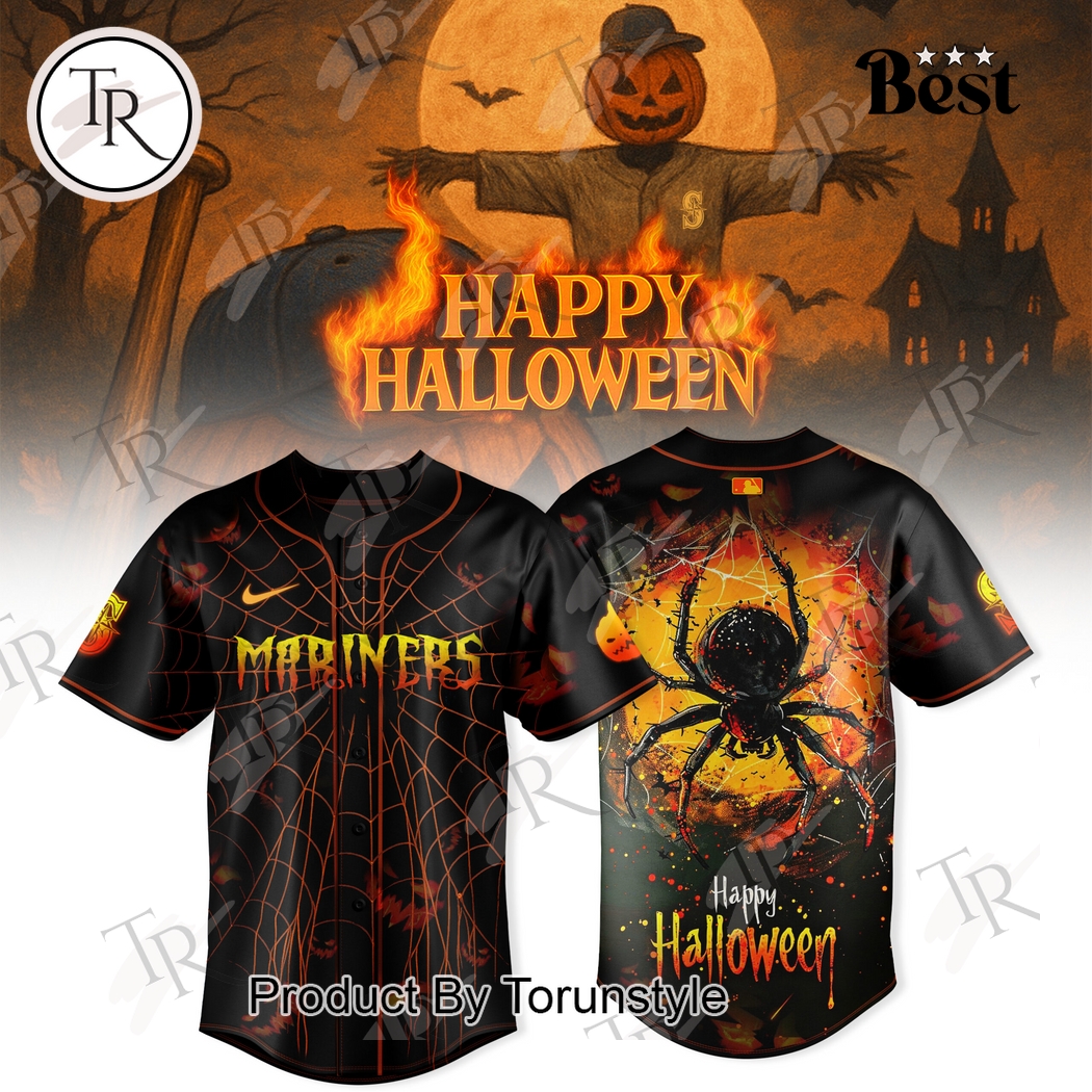Seattle Mariners Happy Halloween Spider Edition Baseball Jersey Seattle Mariners Happy Halloween Spider Edition Baseball Jersey