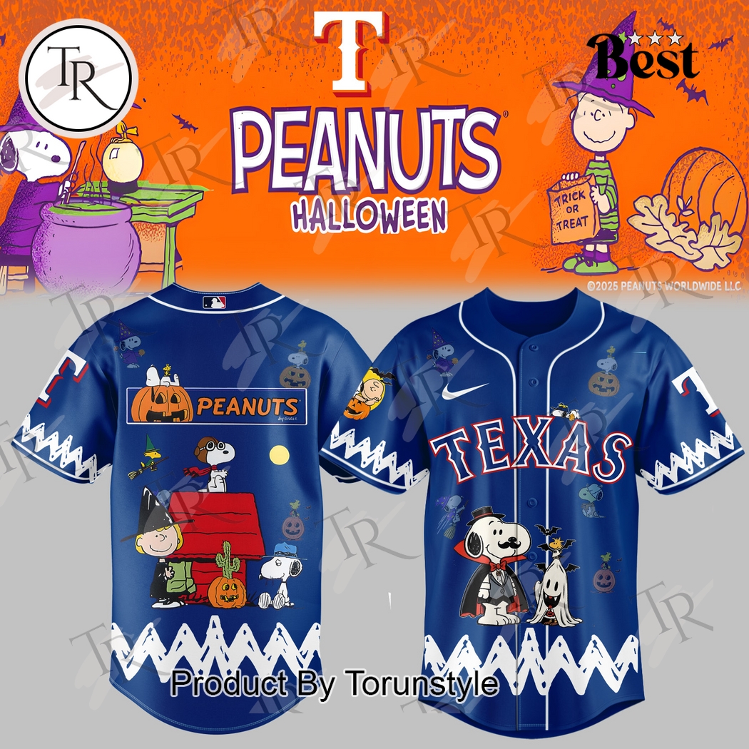 Texas Rangers X Halloween - Peanuts Blue Edition Baseball Jersey Texas Rangers X Halloween - Peanuts Blue Edition Baseball Jersey