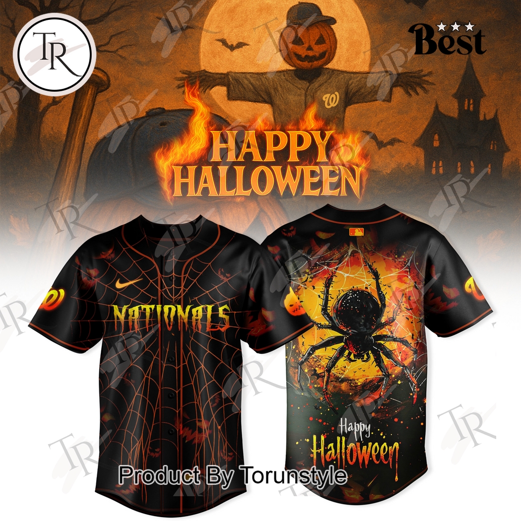 Washington Nationals Happy Halloween Spider Edition Baseball Jersey Washington Nationals Happy Halloween Spider Edition Baseball Jersey