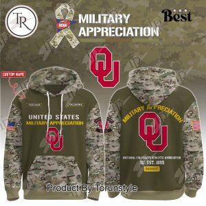 Oklahoma Sooners X Military Appreciation Custom Name 2025 Hoodie