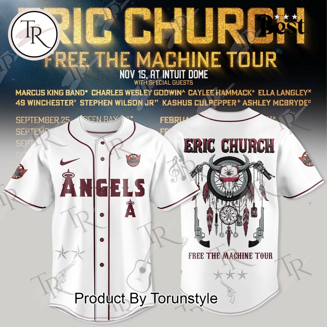 Los Angeles Angels X Eric Church Tour 2025 Free the Machine Baseball Jersey Los Angeles Angels X Eric Church Tour 2025 Free the Machine Baseball Jersey