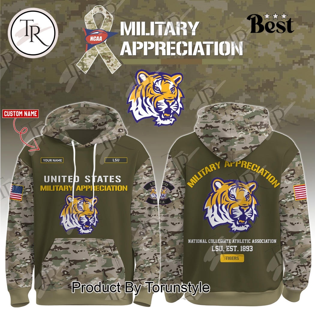 LSU Tigers X Military Appreciation Custom Name 2025 Hoodie LSU Tigers X Military Appreciation Custom Name 2025 Hoodie