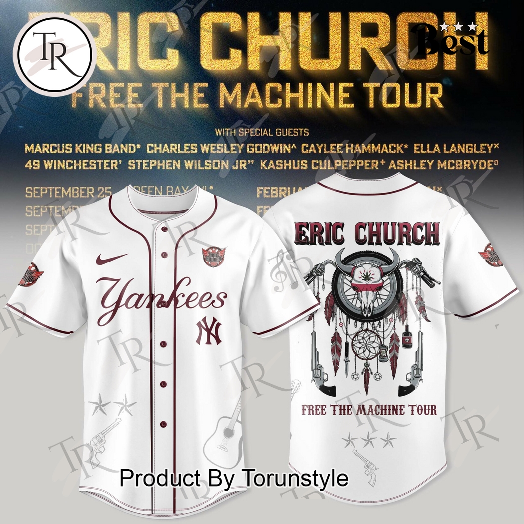 New York Yankees X Eric Church Tour 2025 Free the Machine Baseball Jersey New York Yankees X Eric Church Tour 2025 Free the Machine Baseball Jersey