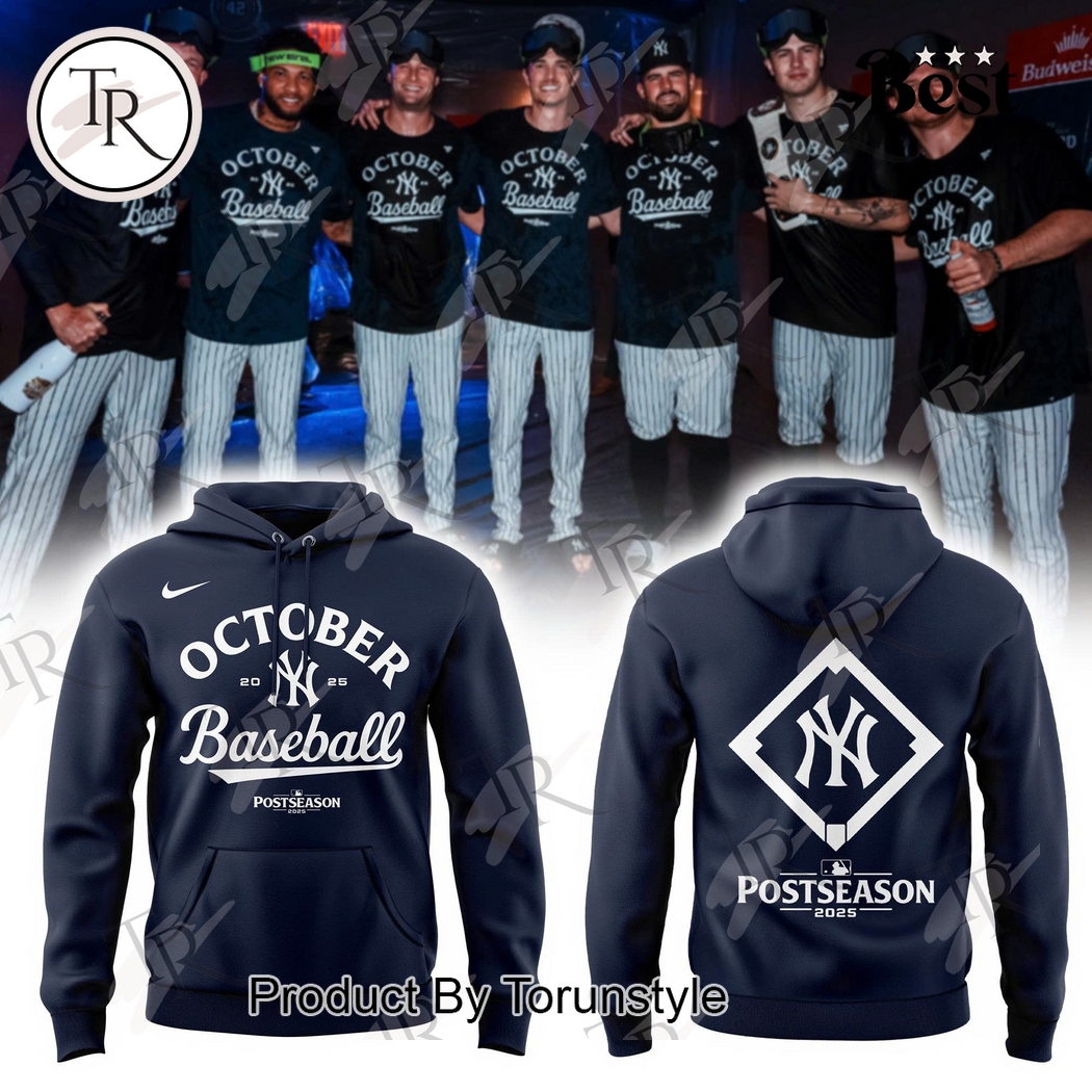 New York Yankees X Postseason 2025 October Navy Hoodie New York Yankees X Postseason 2025 October Navy Hoodie