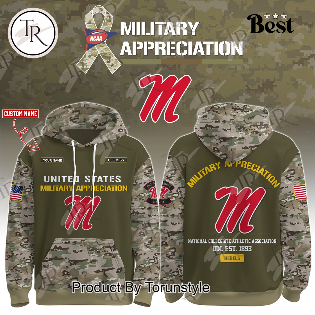 Ole Miss Rebels X Military Appreciation Custom Name 2025 Hoodie Ole Miss Rebels X Military Appreciation Custom Name 2025 Hoodie
